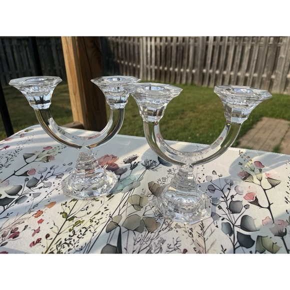 Lot Of 2 Villeroy Boch Lead Crystal Candle Holder - Picture 3 of 15